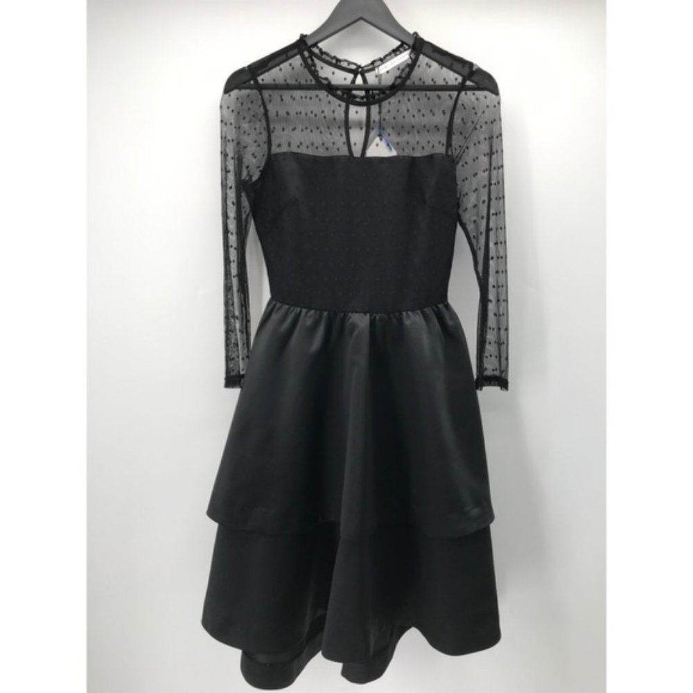 English Factory Black Swiss Dot Flared Dress NWT - Picture 3 of 5